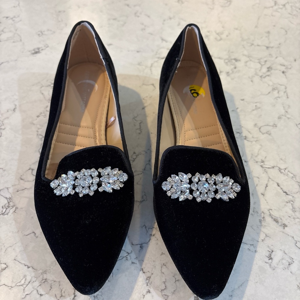 Velvet Loafers with Crystal Embellishments Women’s Size 9 minimalist